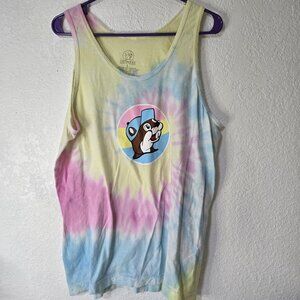 Buc-ee's Tank Top Shirt Mens Large Tie Dye Sleeveless Pastel Graphic Beaver Logo